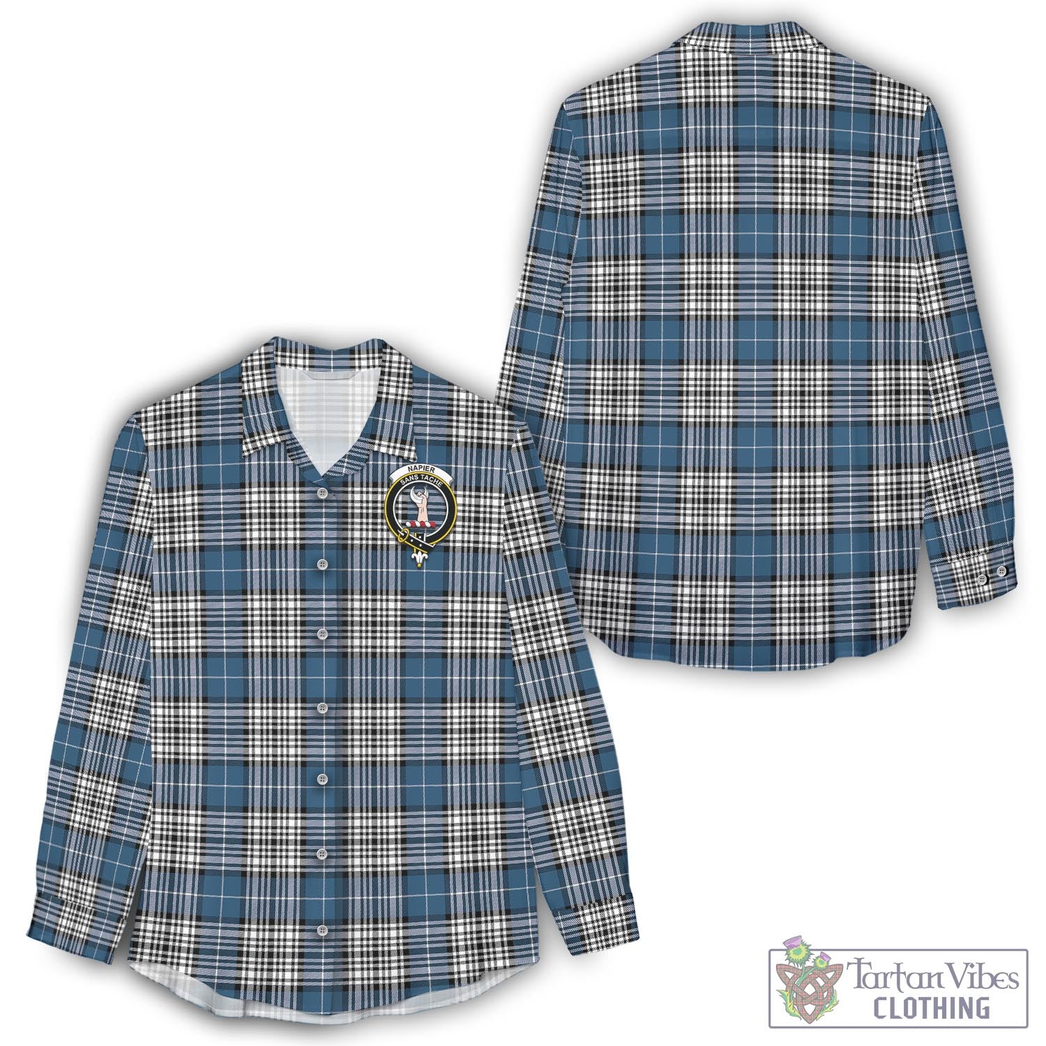 Tartan Vibes Clothing Napier Modern Tartan Womens Casual Shirt with Family Crest