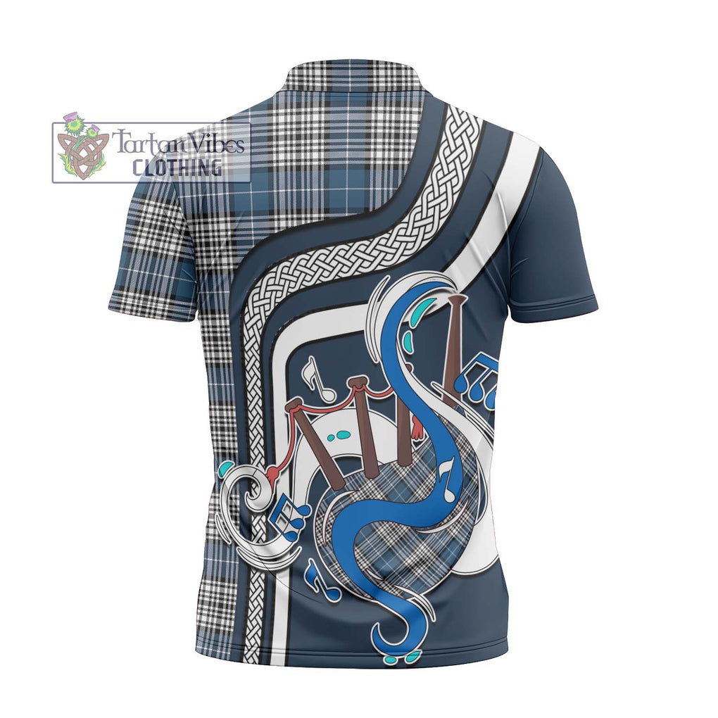 Napier Modern Tartan Zipper Polo Shirt with Epic Bagpipe Style - Tartanvibesclothing Shop