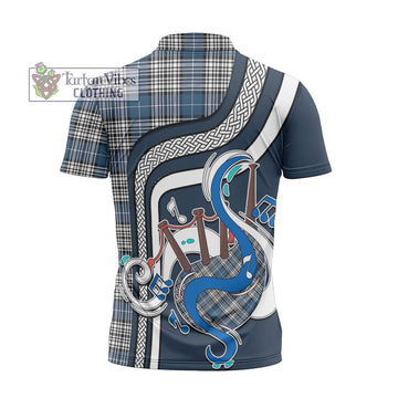 Napier Modern Tartan Zipper Polo Shirt with Epic Bagpipe Style