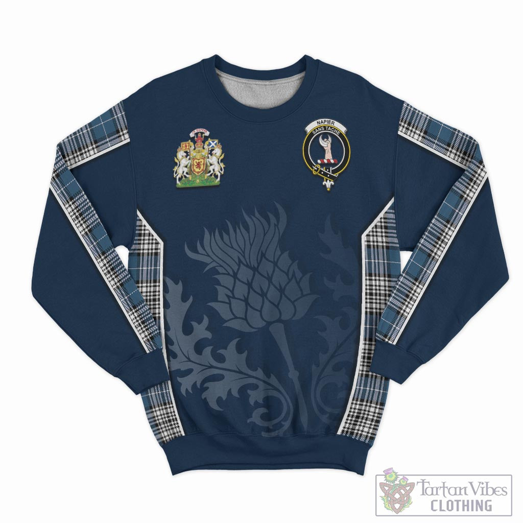 Tartan Vibes Clothing Napier Modern Tartan Sweatshirt with Family Crest and Scottish Thistle Vibes Sport Style