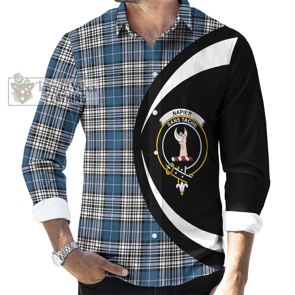 Napier Modern Tartan Long Sleeve Button Up with Family Crest Circle Style - Tartan Vibes Clothing