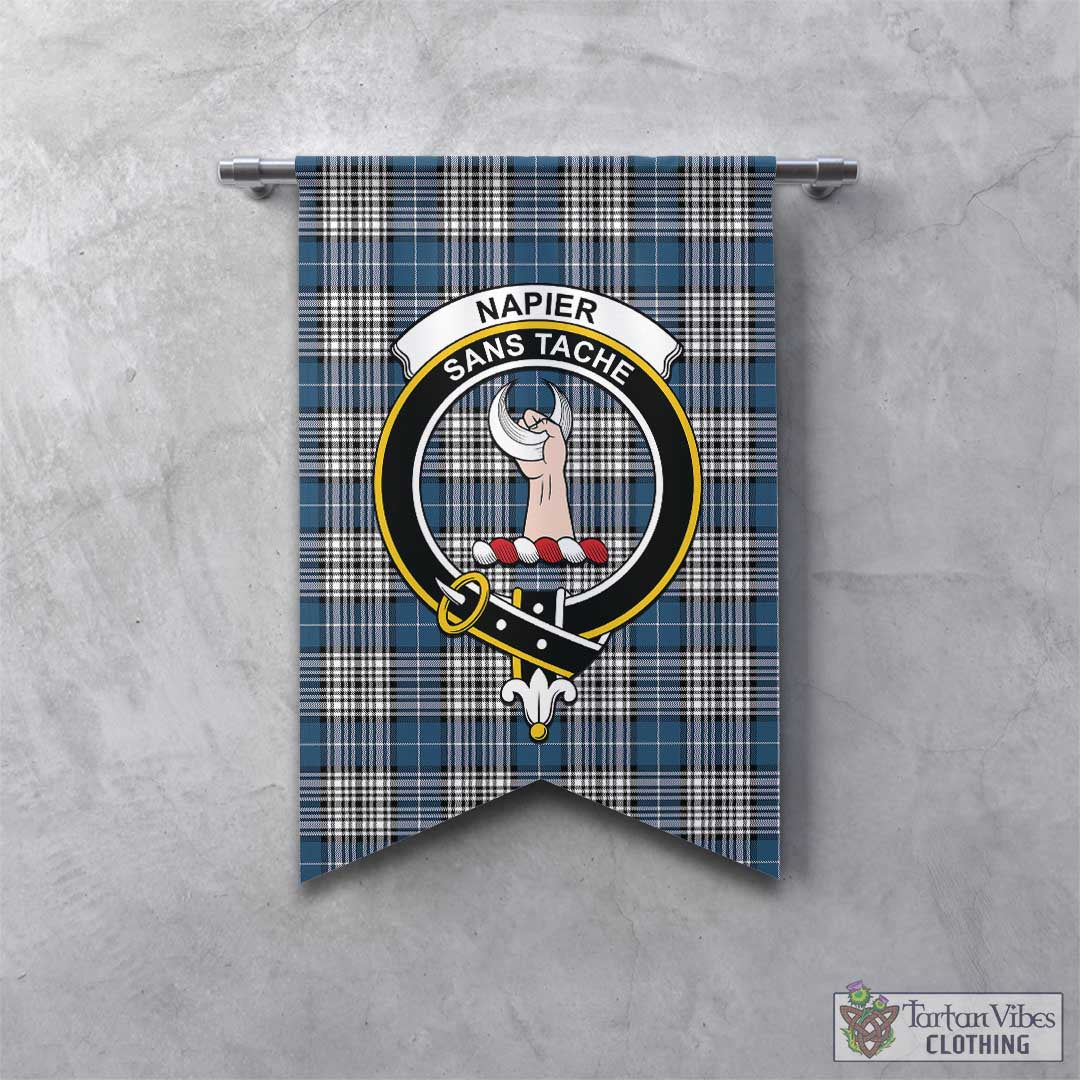 Tartan Vibes Clothing Napier Modern Tartan Gonfalon, Tartan Banner with Family Crest