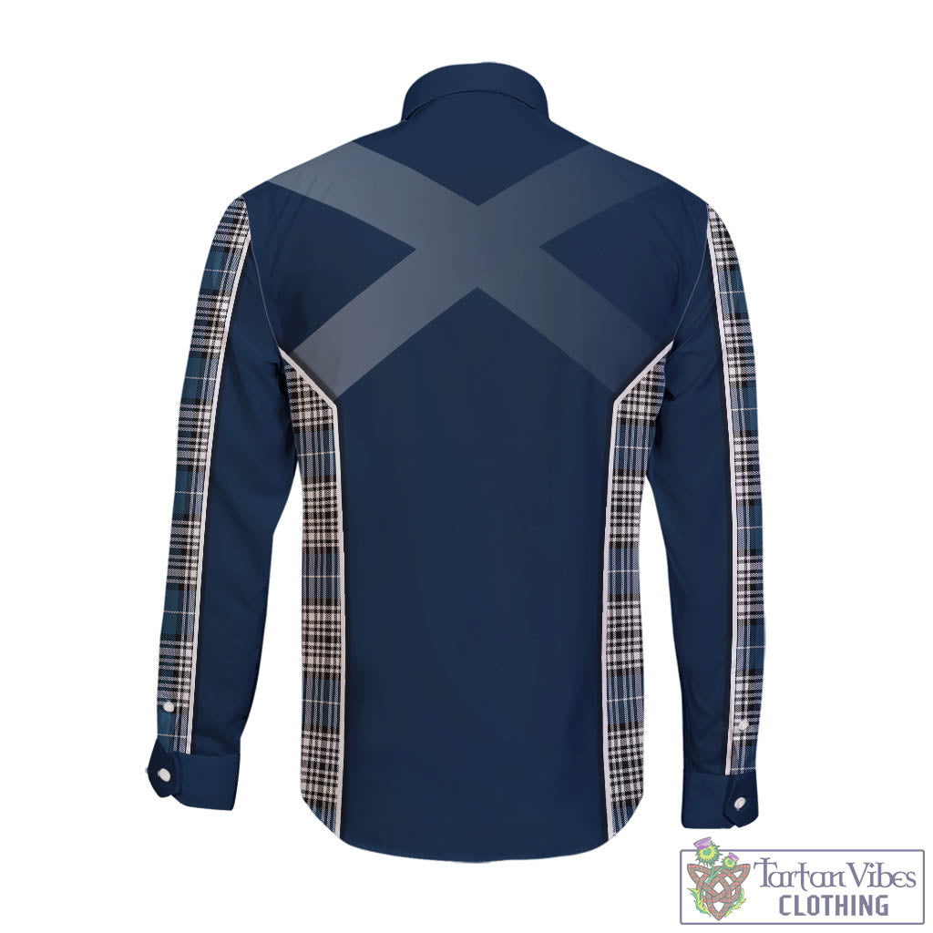 Napier Modern Tartan Long Sleeve Button Up Shirt with Family Crest and Lion Rampant Vibes Sport Style