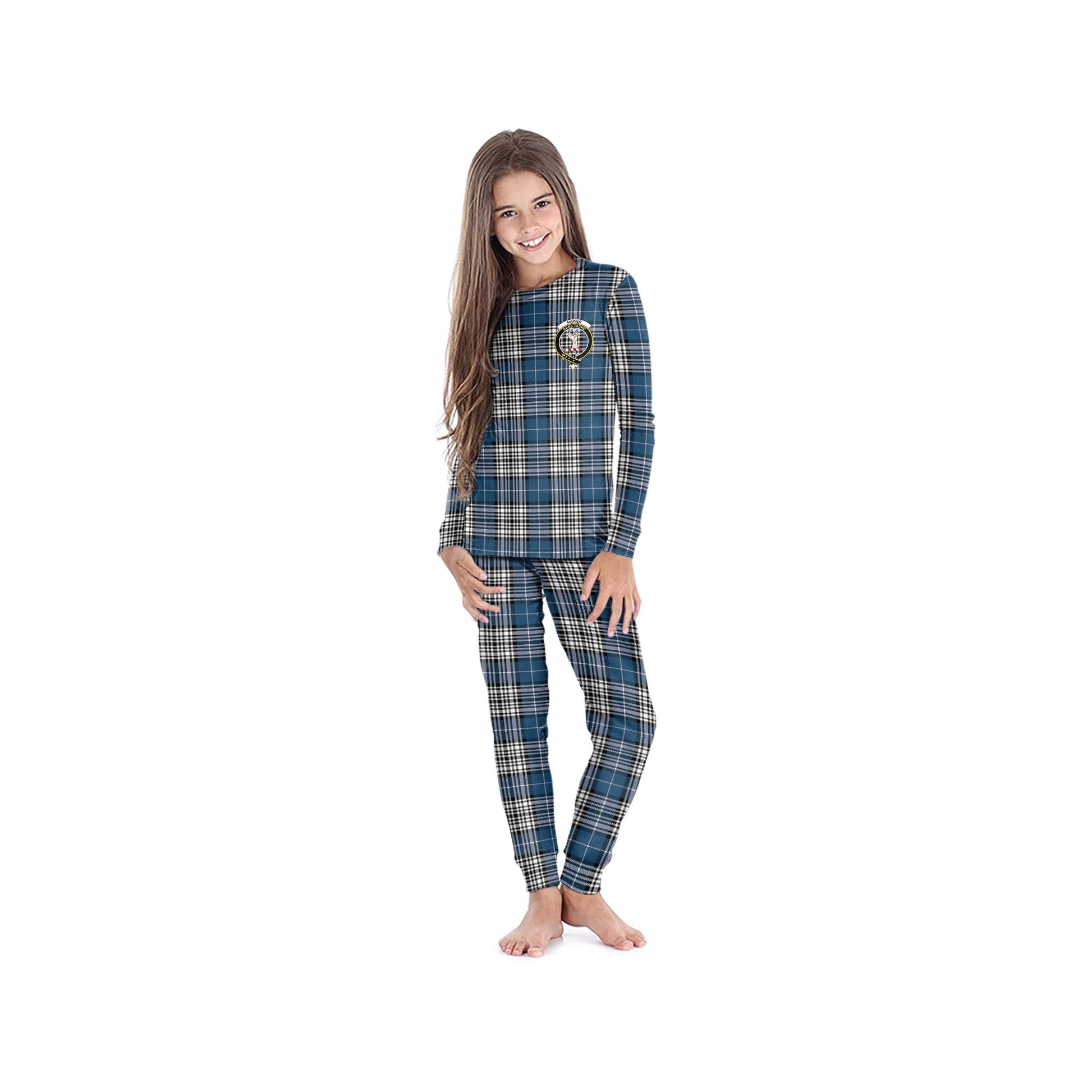 Napier Modern Tartan Pajamas Family Set with Family Crest - Tartanvibesclothing
