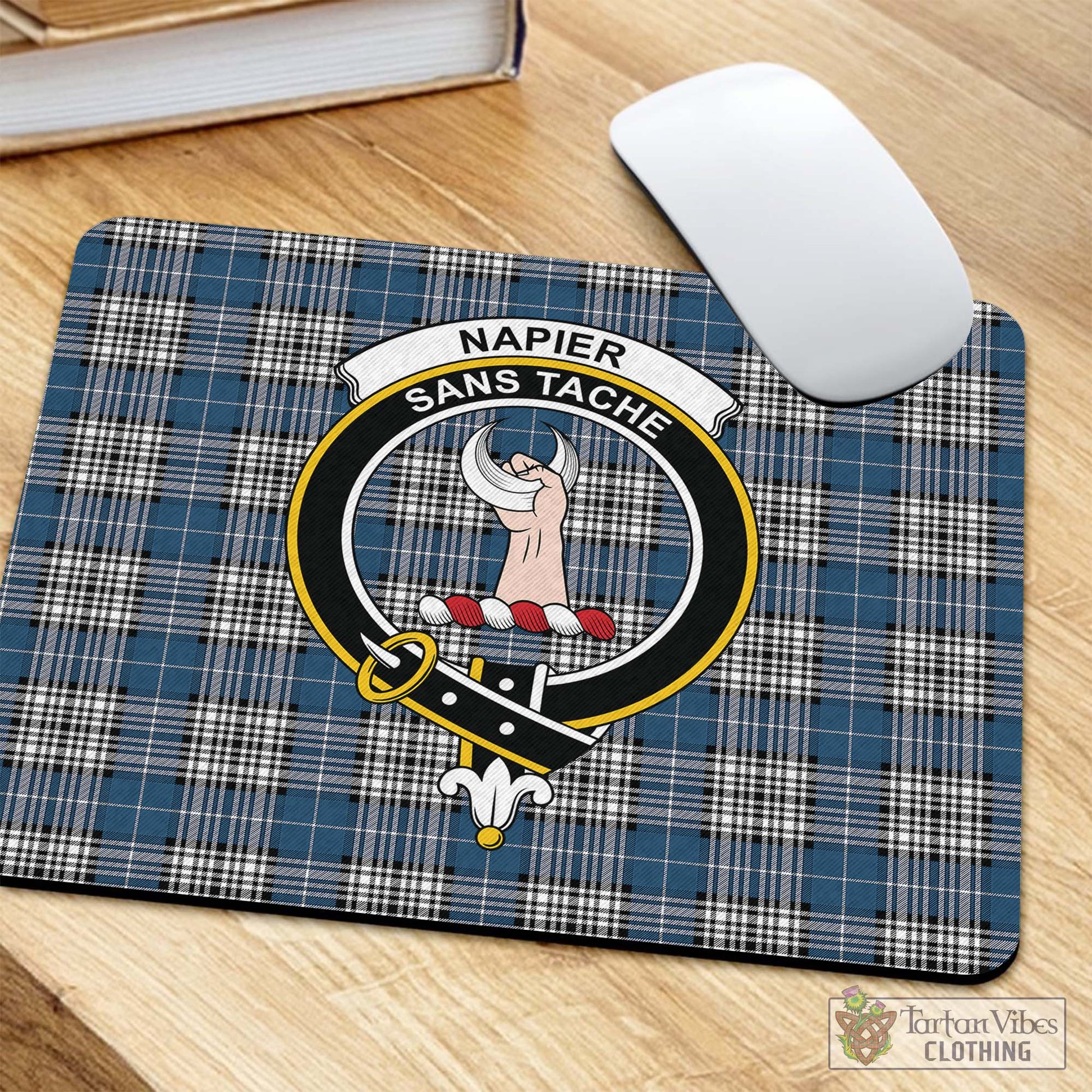 Tartan Vibes Clothing Napier Modern Tartan Mouse Pad with Family Crest