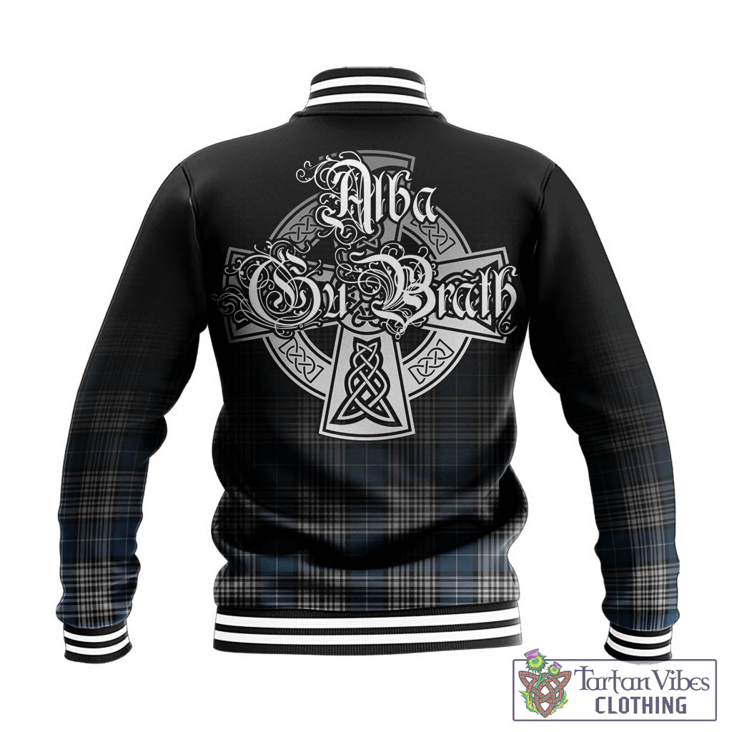 Tartan Vibes Clothing Napier Modern Tartan Baseball Jacket Featuring Alba Gu Brath Family Crest Celtic Inspired