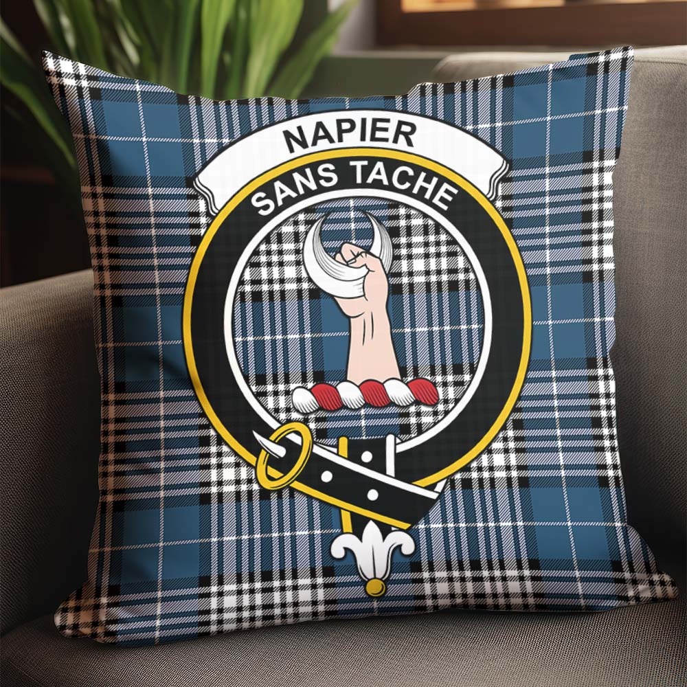 Napier Modern Tartan Pillow Cover with Family Crest - Tartanvibesclothing