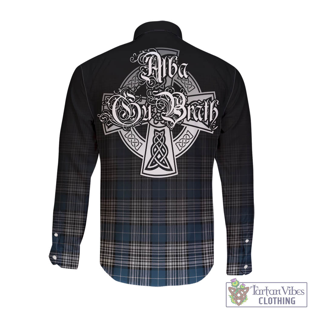 Tartan Vibes Clothing Napier Modern Tartan Long Sleeve Button Up Featuring Alba Gu Brath Family Crest Celtic Inspired