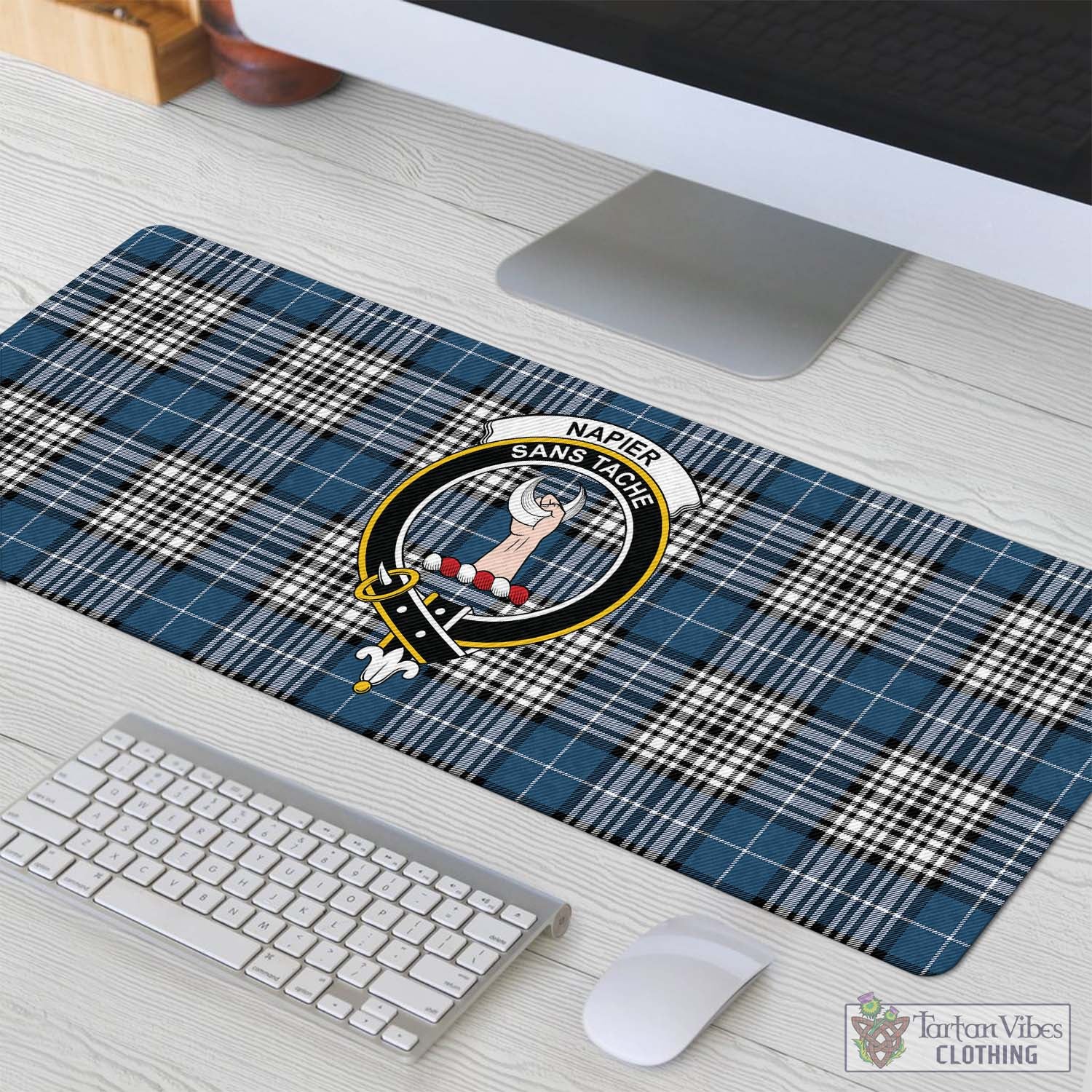 Tartan Vibes Clothing Napier Modern Tartan Mouse Pad with Family Crest