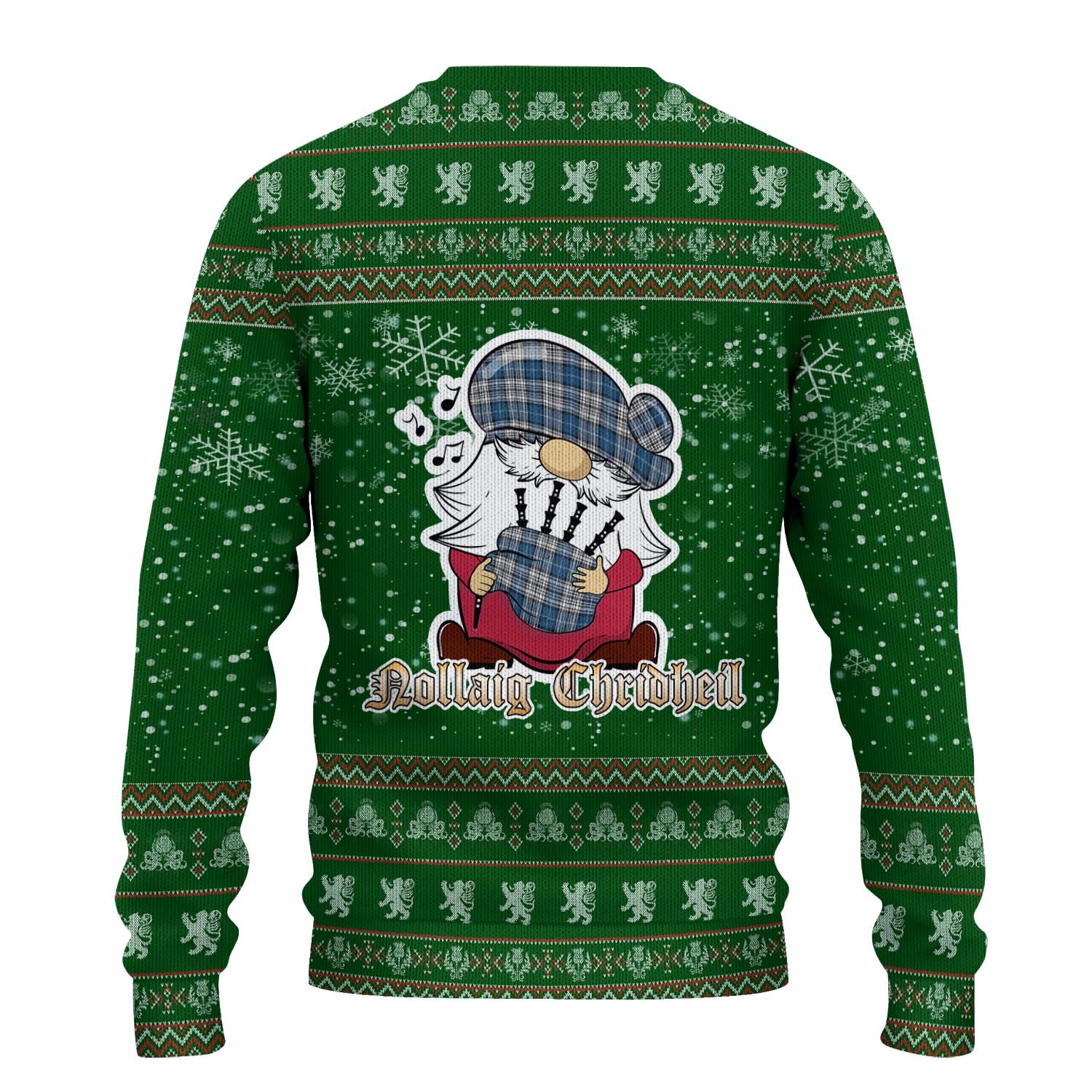 Napier Modern Clan Christmas Family Knitted Sweater with Funny Gnome Playing Bagpipes - Tartanvibesclothing