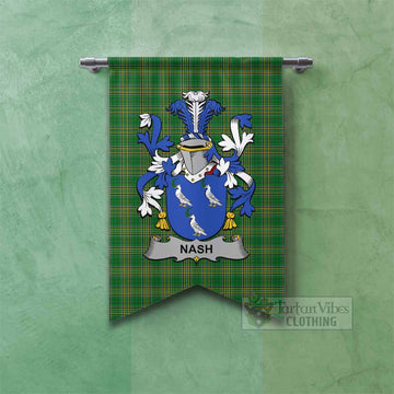 Nash Irish Clan Tartan Gonfalon, Tartan Banner with Coat of Arms Fishtail - Tartan Vibes Clothing