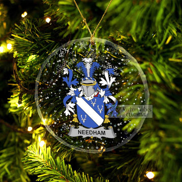 Needham Irish Clan Christmas Glass Ornament with Coat of Arms