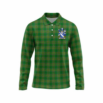 Needham Irish Clan Tartan Long Sleeve Polo Shirt with Coat of Arms Unisex - Tartan Vibes Clothing