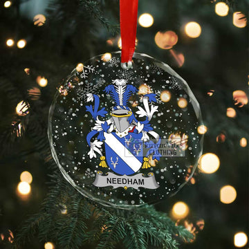 Needham Irish Clan Christmas Glass Ornament with Coat of Arms