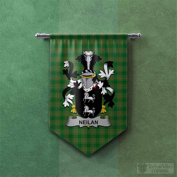 Neilan Irish Clan Tartan Gonfalon, Tartan Banner with Coat of Arms Chevron - Tartan Vibes Clothing