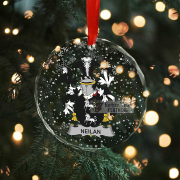 Neilan Irish Clan Christmas Glass Ornament with Coat of Arms - 2D-tartanvibesclothing