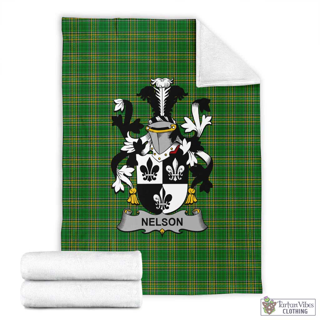 Nelson Irish Clan Tartan Blanket with Coat of Arms X-Large 59 x 79 inches 150 x 200 cm - Tartan Vibes Clothing