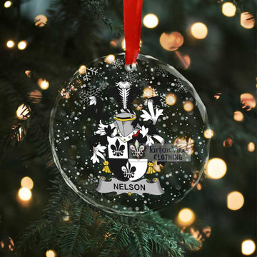 Nelson Irish Clan Christmas Glass Ornament with Coat of Arms