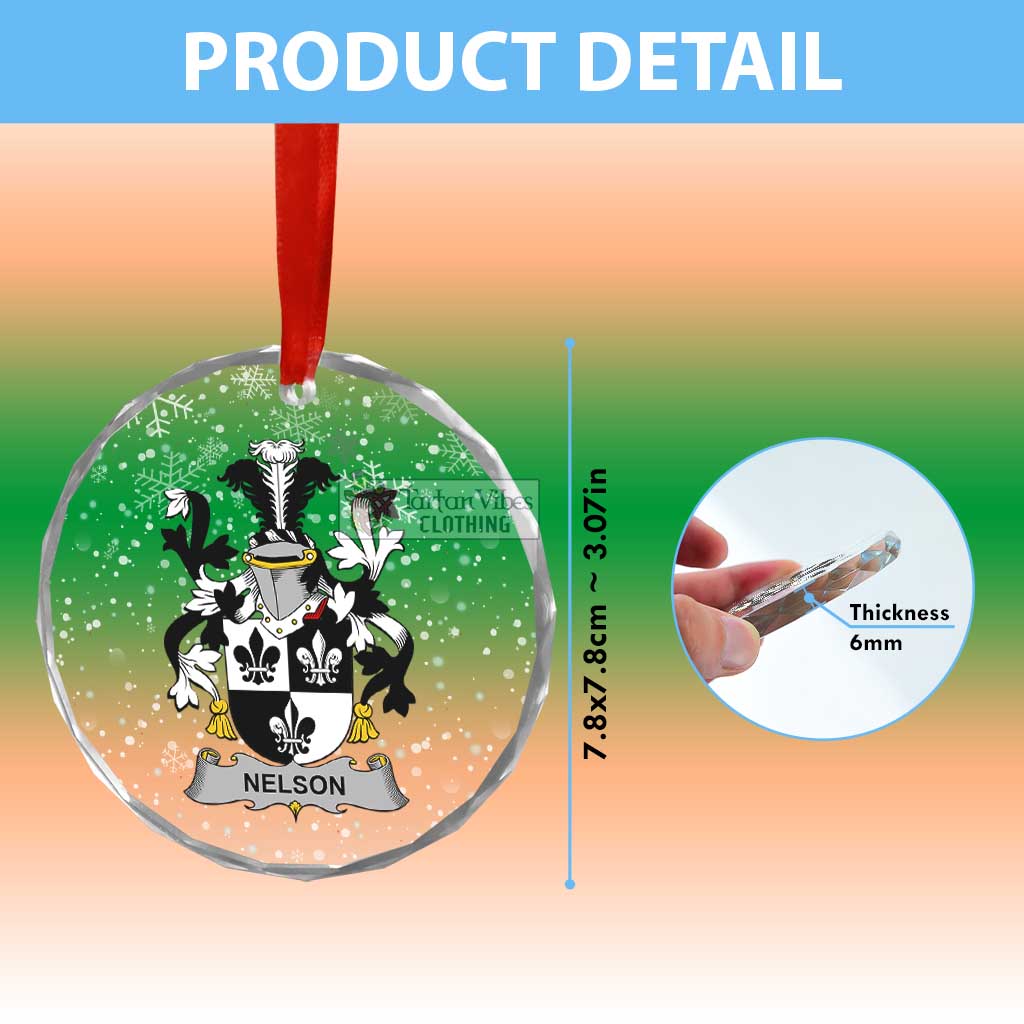 Nelson Irish Clan Christmas Glass Ornament with Coat of Arms - 2D-tartanvibesclothing