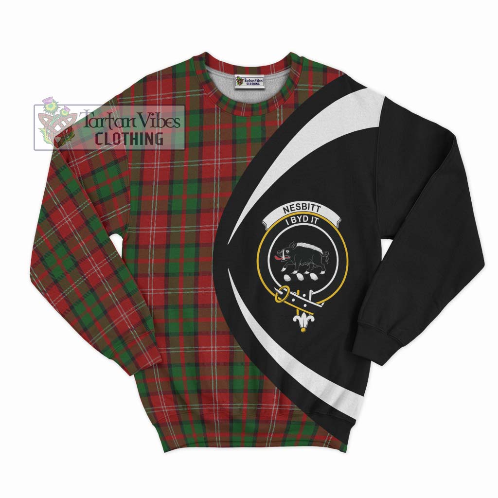 Nesbitt Tartan Sweatshirt with Family Crest Circle Style Unisex - Tartan Vibes Clothing