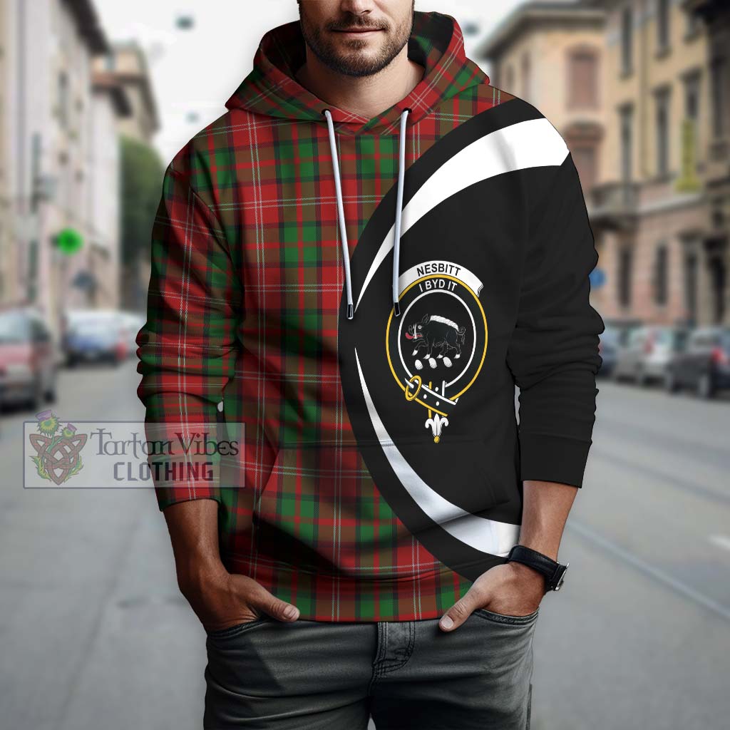 Nesbitt Tartan Hoodie with Family Crest Circle Style Zip Hoodie - Tartan Vibes Clothing