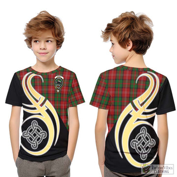 Nesbitt Tartan Kid T-Shirt with Family Crest and Celtic Symbol Style