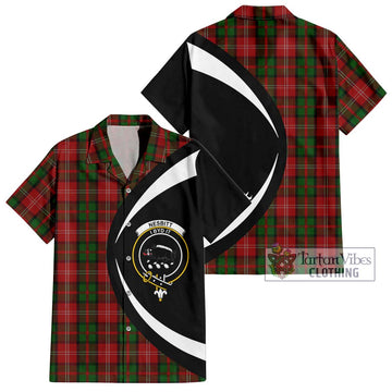 Nesbitt Tartan Short Sleeve Button Up with Family Crest Circle Style