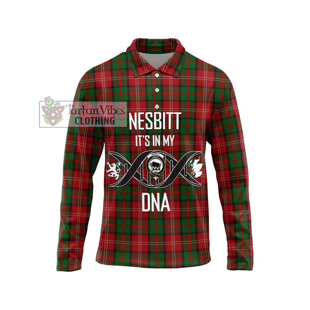 Nesbitt Tartan Long Sleeve Polo Shirt with Family Crest DNA In Me Style Unisex - Tartanvibesclothing Shop