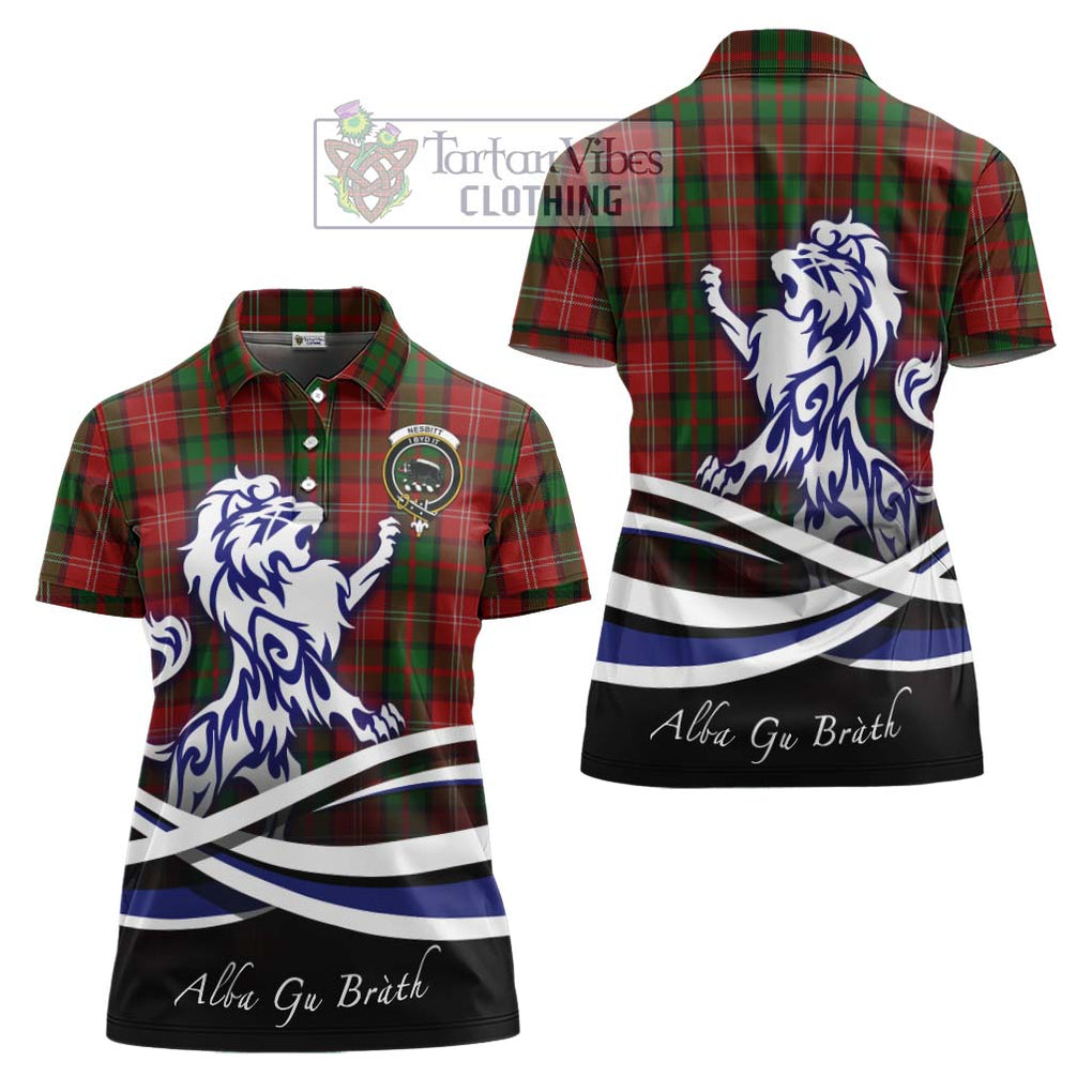 Nesbitt Tartan Women's Polo Shirt with Alba Gu Brath Regal Lion Emblem Women - Tartanvibesclothing Shop