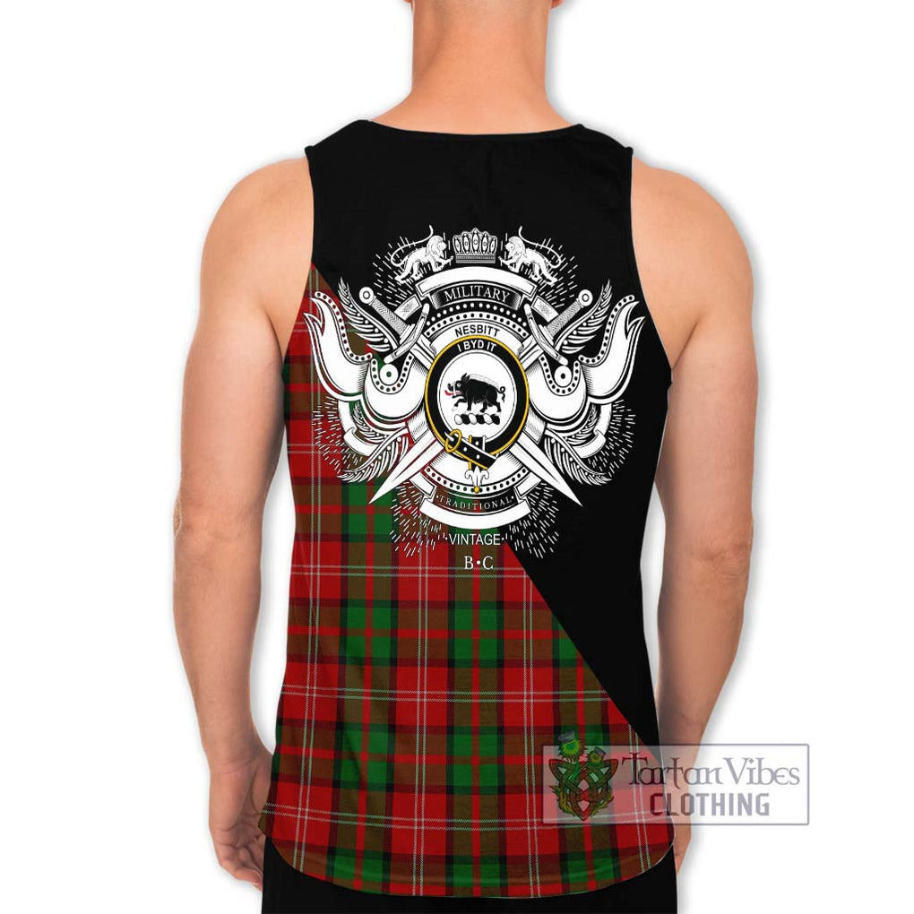 Nesbitt Tartan Men's Tank Top with Family Crest and Military Logo Style - Tartanvibesclothing Shop