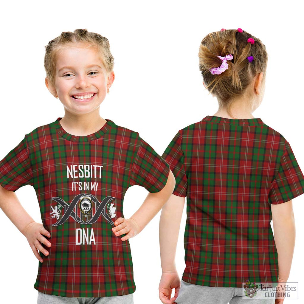 Nesbitt Tartan Kid T-Shirt with Family Crest DNA In Me Style - Tartanvibesclothing Shop