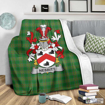 Nesbitt Irish Clan Tartan Blanket with Coat of Arms