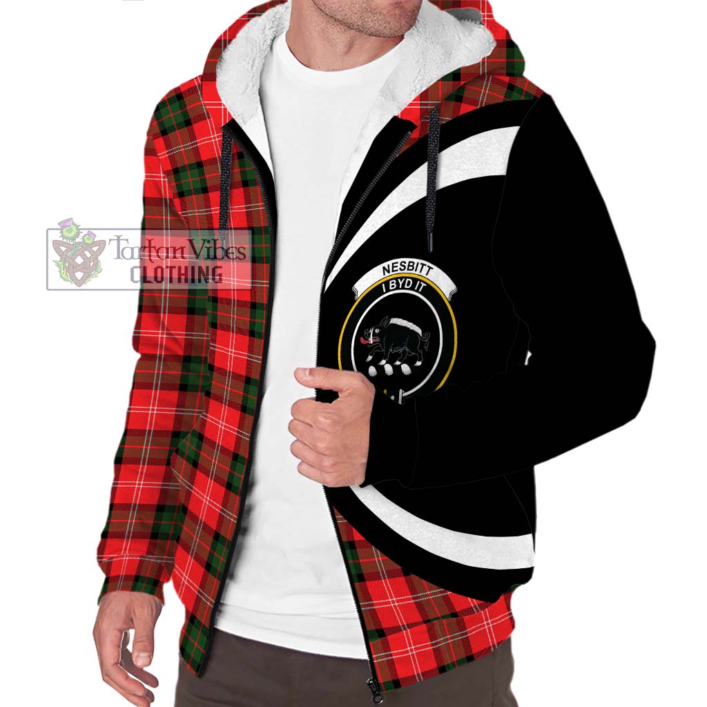 Nesbitt (Nisbet) Tartan Sherpa Hoodie with Family Crest Circle Style Unisex S - Tartan Vibes Clothing