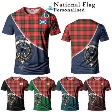 Nesbitt (Nisbet) Tartan T-Shirt with Personalised National Flag and Family Crest Half Style