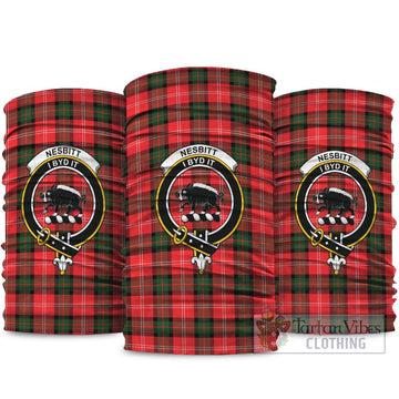 Nesbitt (Nisbet) Tartan Neck Gaiters, Tartan Bandanas, Tartan Head Band with Family Crest