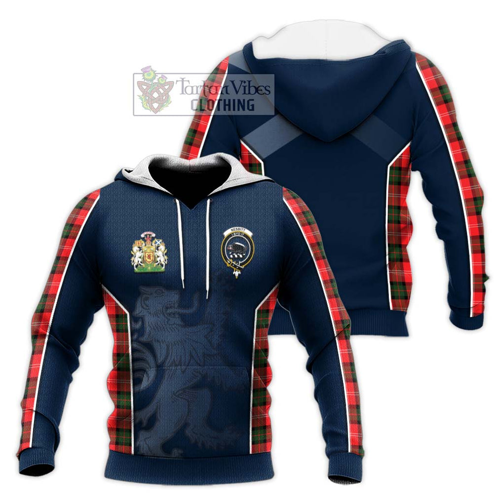 Nesbitt (Nisbet) Tartan Knitted Hoodie with Family Crest and Lion Rampant Vibes Sport Style Unisex Knitted Pullover Hoodie - Tartan Vibes Clothing