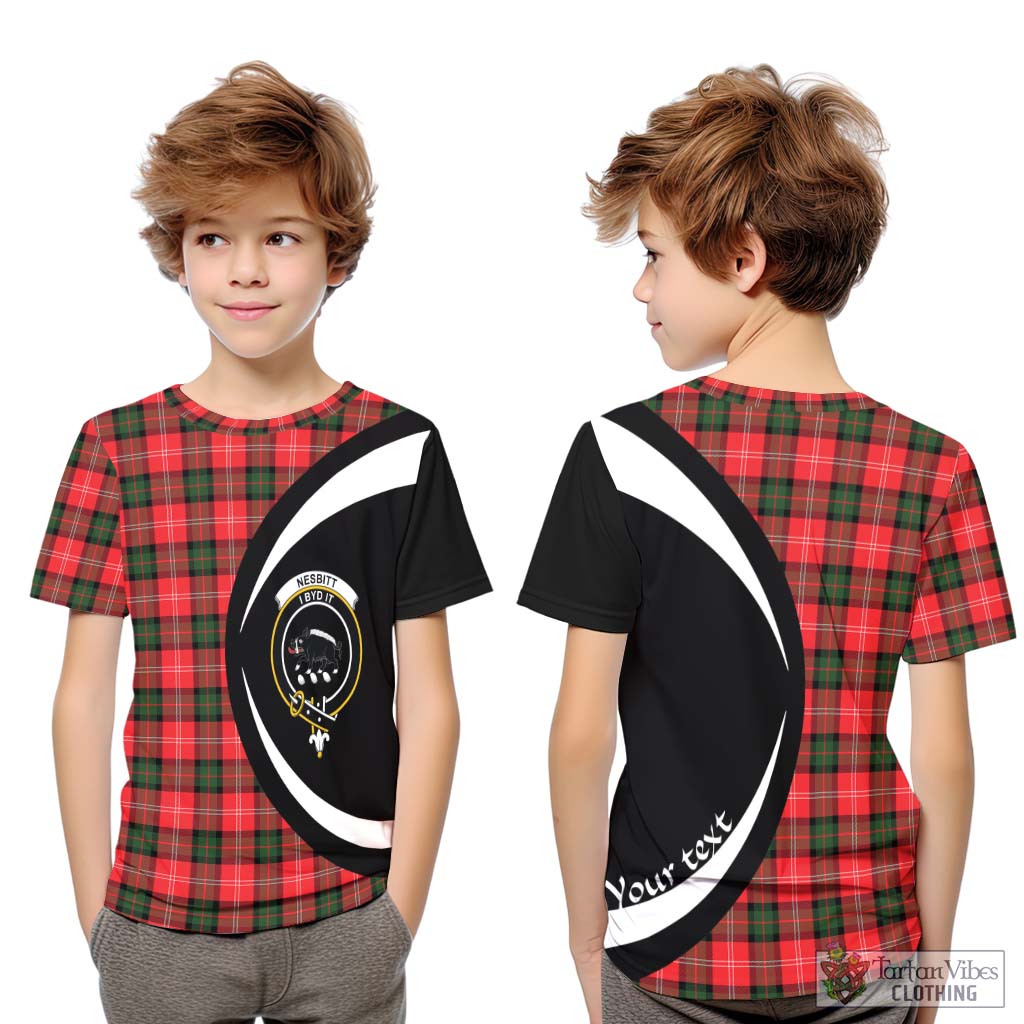 Nesbitt (Nisbet) Tartan Kid T-Shirt with Family Crest Circle Style Youth XL Size14 - Tartan Vibes Clothing