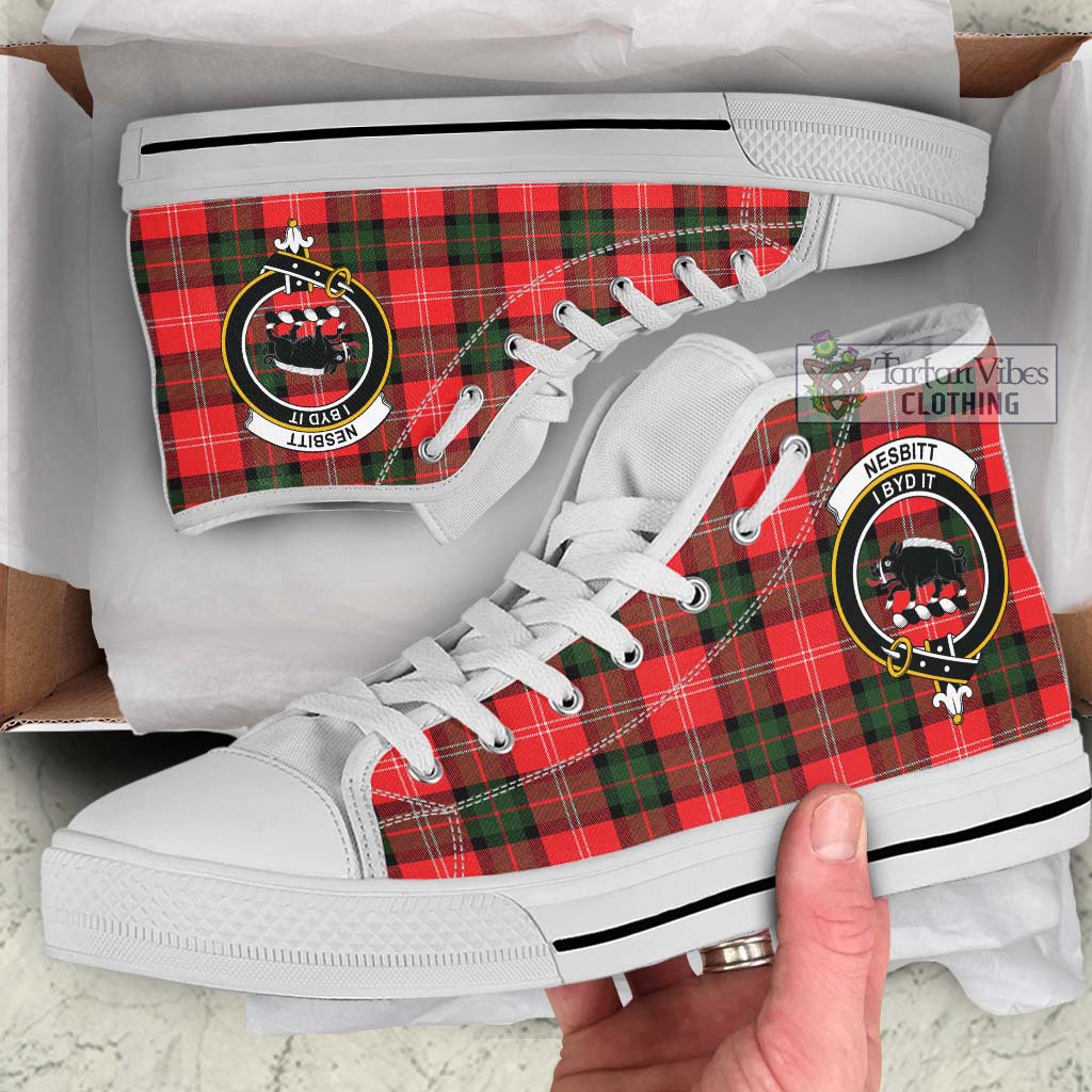 Tartan Vibes Clothing Nesbitt Modern Tartan High Top Shoes with Family Crest