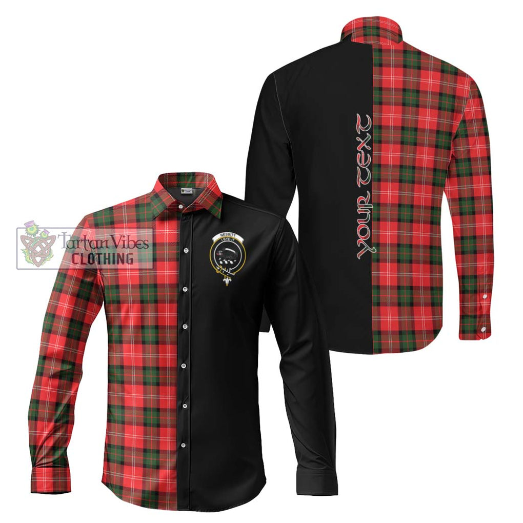 Nesbitt (Nisbet) Tartan Long Sleeve Button Shirt with Family Crest and Half Of Me Style Men's Shirt S - Tartanvibesclothing Shop