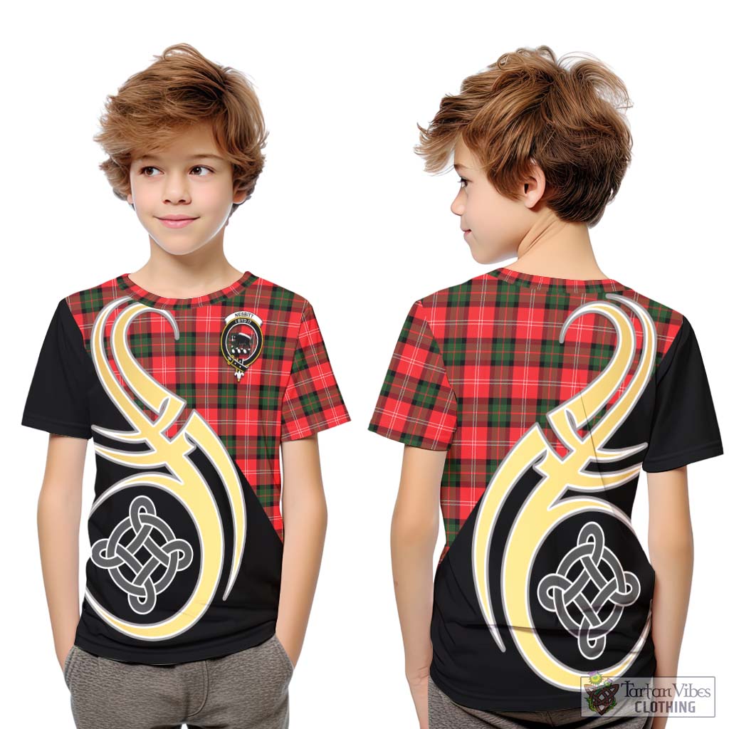 Nesbitt (Nisbet) Tartan Kid T-Shirt with Family Crest and Celtic Symbol Style Youth XL Size14 - Tartan Vibes Clothing