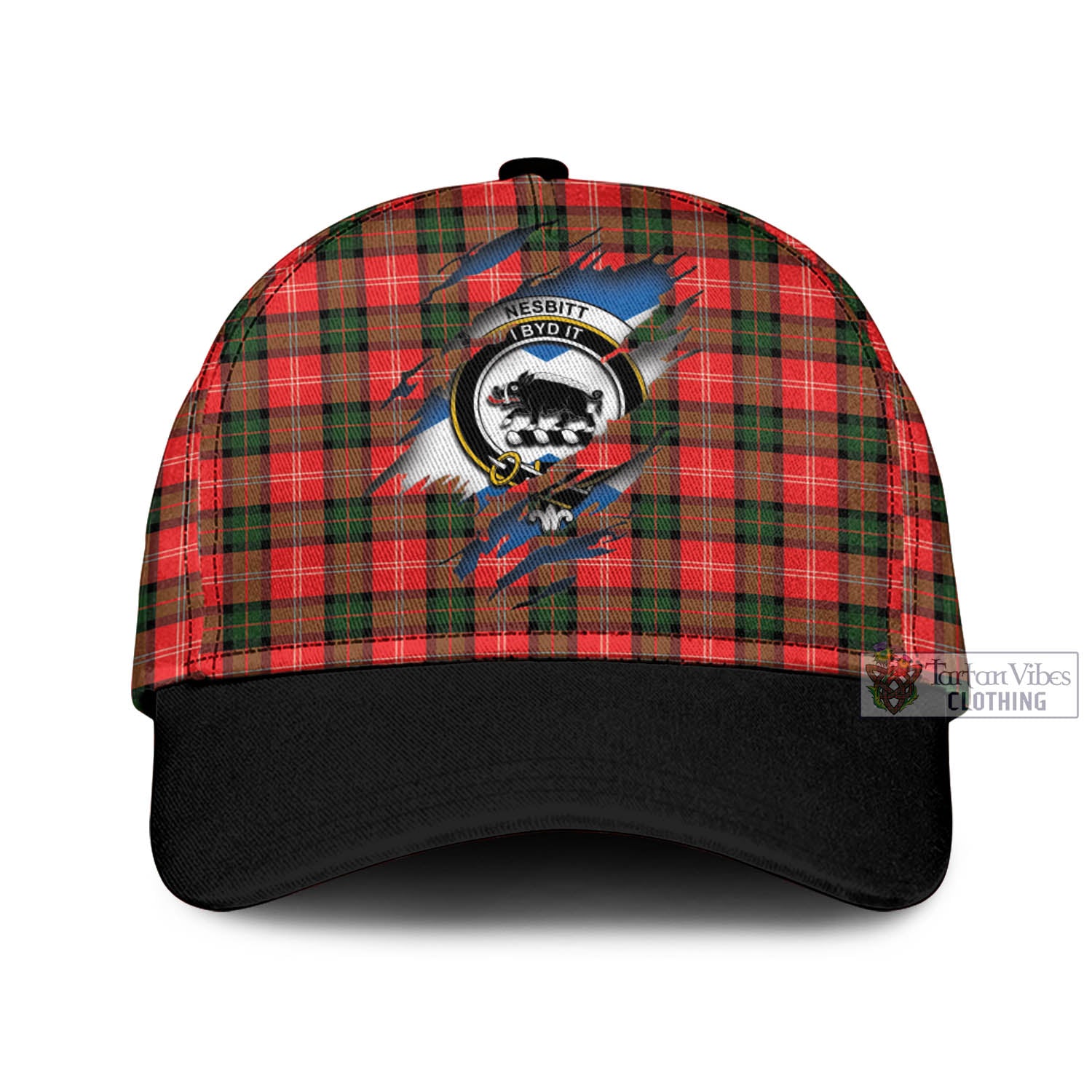 Tartan Vibes Clothing Nesbitt Modern Tartan Classic Cap with Family Crest In Me Style