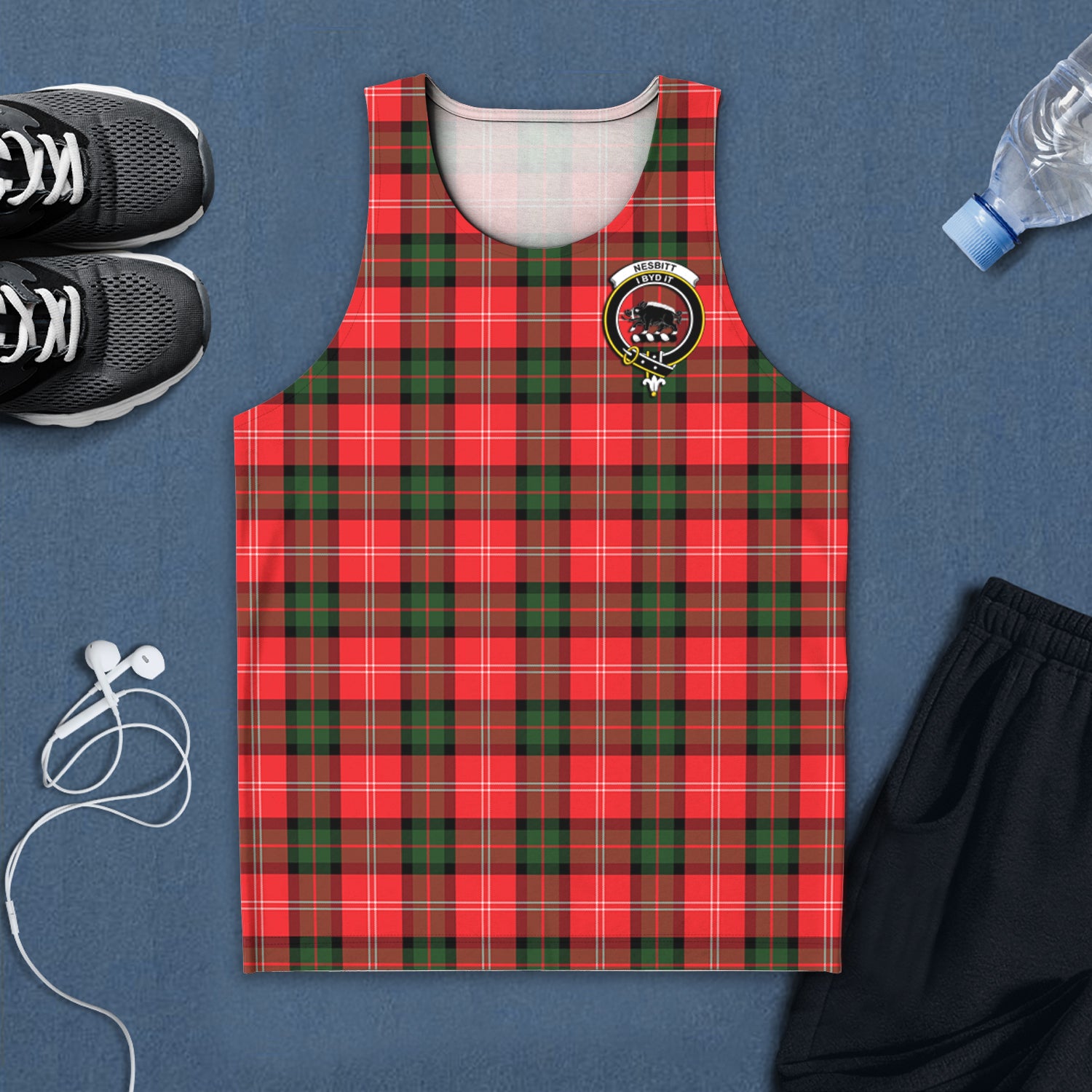 nesbitt-modern-tartan-mens-tank-top-with-family-crest