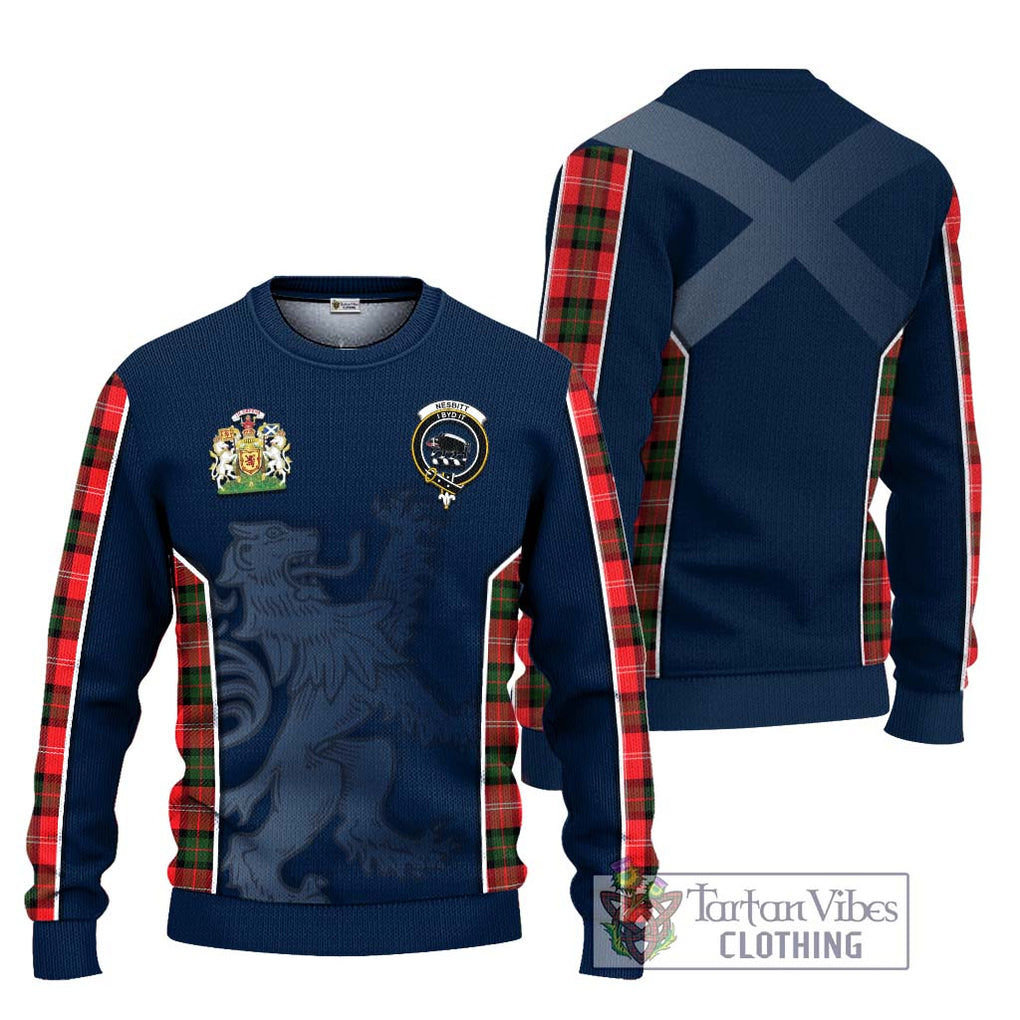 Nesbitt (Nisbet) Tartan Knitted Sweater with Family Crest and Lion Rampant Vibes Sport Style Unisex - Tartan Vibes Clothing