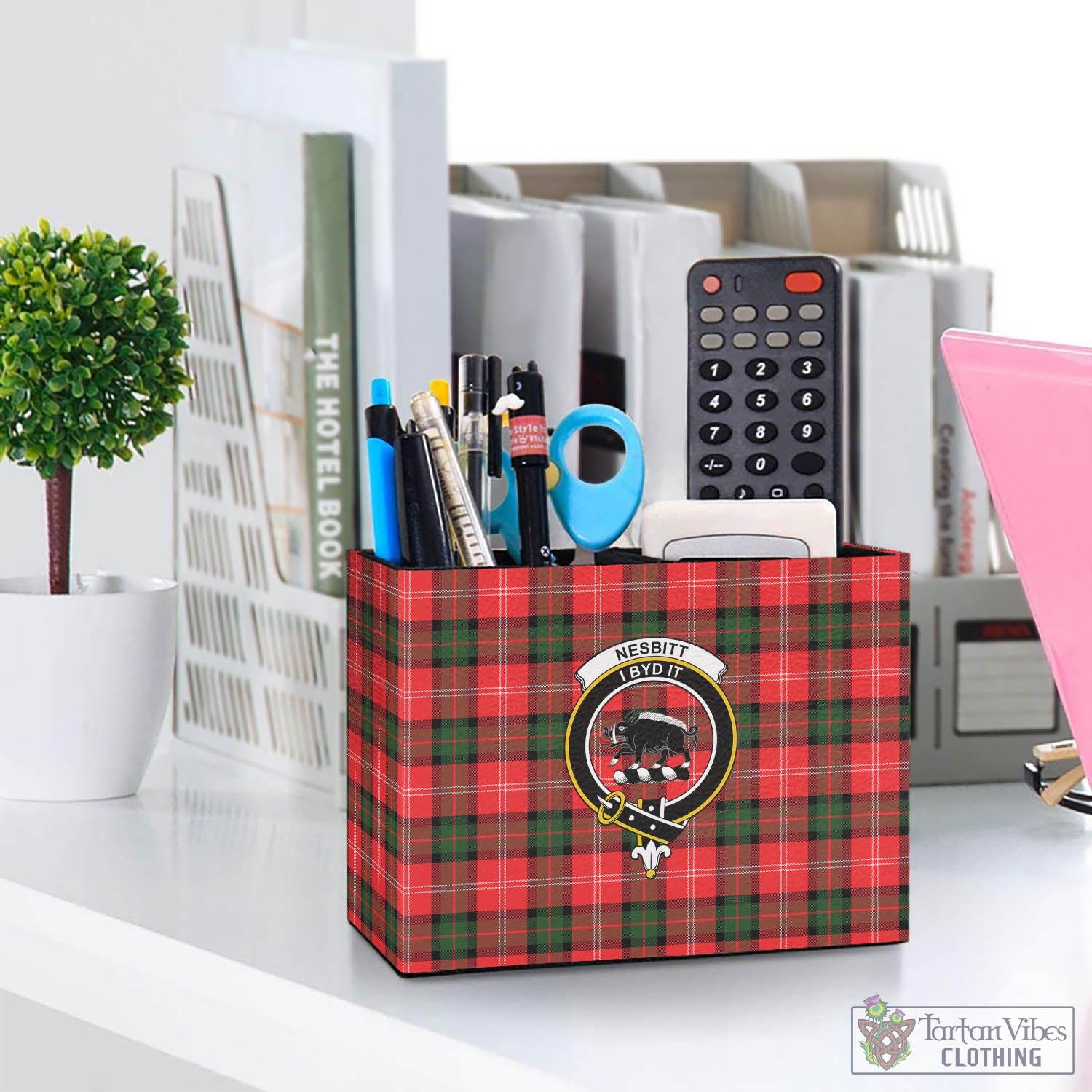 Tartan Vibes Clothing Nesbitt Modern Tartan Pen Holder with Family Crest