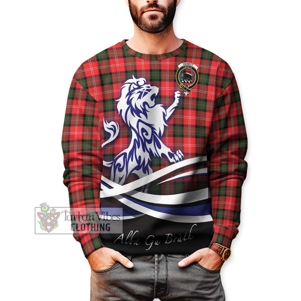 Nesbitt (Nisbet) Tartan Sweatshirt with Alba Gu Brath Regal Lion Emblem Unisex - Tartanvibesclothing Shop