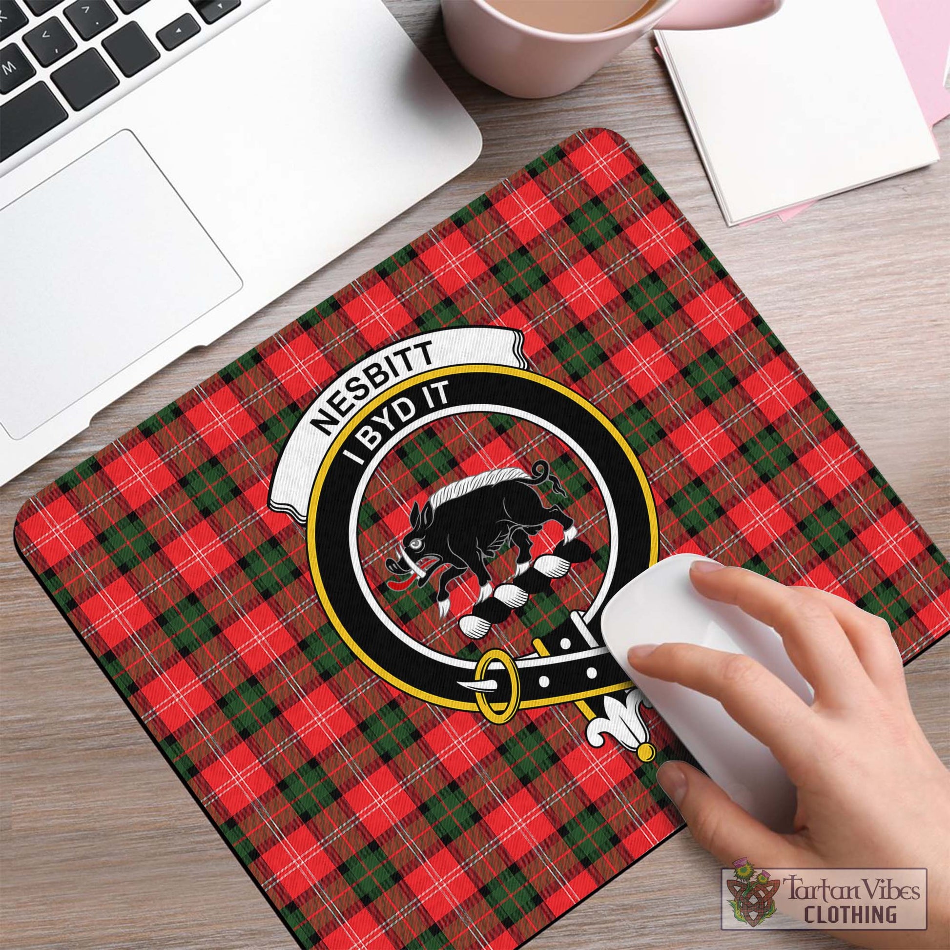 Tartan Vibes Clothing Nesbitt Modern Tartan Mouse Pad with Family Crest