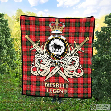 Nesbitt (Nisbet) Tartan Quilt with Clan Crest and the Golden Sword of Courageous Legacy