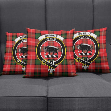 Nesbitt (Nisbet) Tartan Pillow Cover with Family Crest