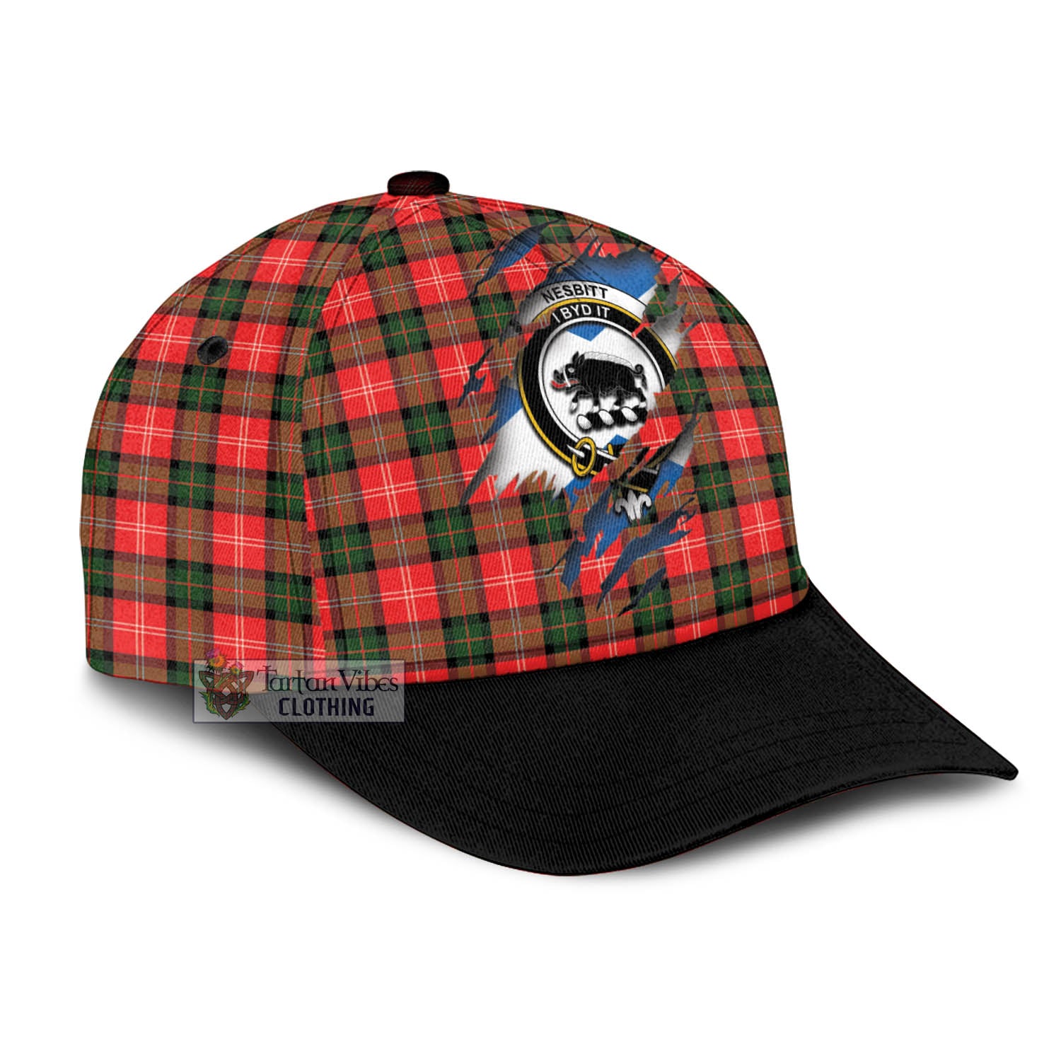 Tartan Vibes Clothing Nesbitt Modern Tartan Classic Cap with Family Crest In Me Style