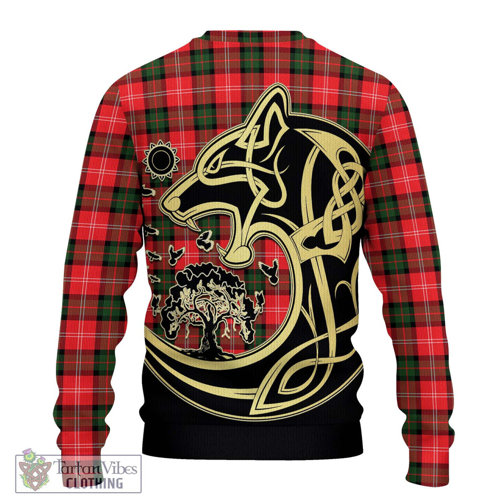 Nesbitt (Nisbet) Tartan Knitted Sweater with Family Crest Celtic Wolf Style - Tartan Vibes Clothing